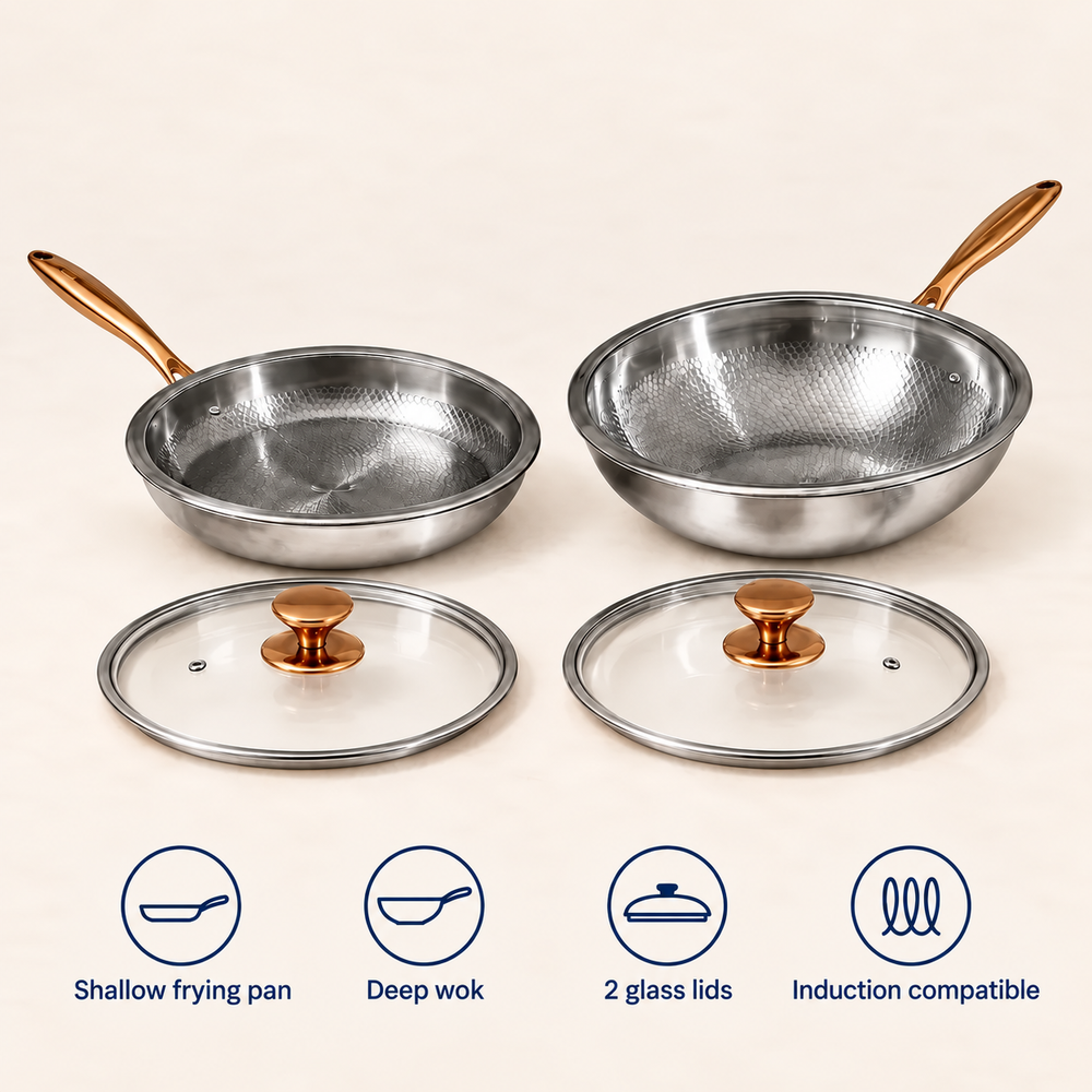 NoLayer Titanium Classic & Wok Pannenset 4-delig — view 6