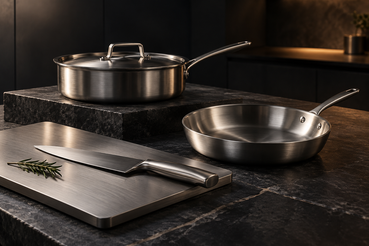 NoLayer titanium cookware in een keuken