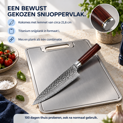 NoLayer Koksmes 21,6 cm + Titanium Snijplank L - NoLayer eigen selectie 20260908 slot 06 01 - knife-board-06-direct